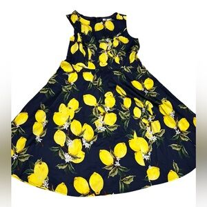 Lemon Print Sleeveless Lemon Swing Dress 3XL NWOT